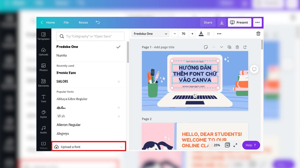 Cách up thêm font chữ lên Canva bằng edit thiết kế bước 4