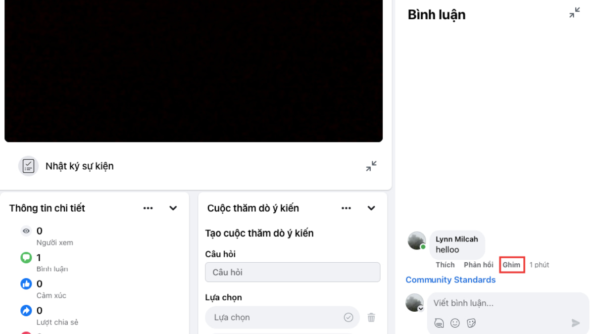 Cách ghim bình luận trên bài viết Facebook trên máy tính